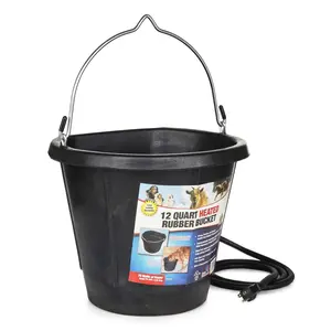 Farm Innovators FB-80R Rubber 3 Gallon Flat Back Heated Bucket, 70 Watt, Black