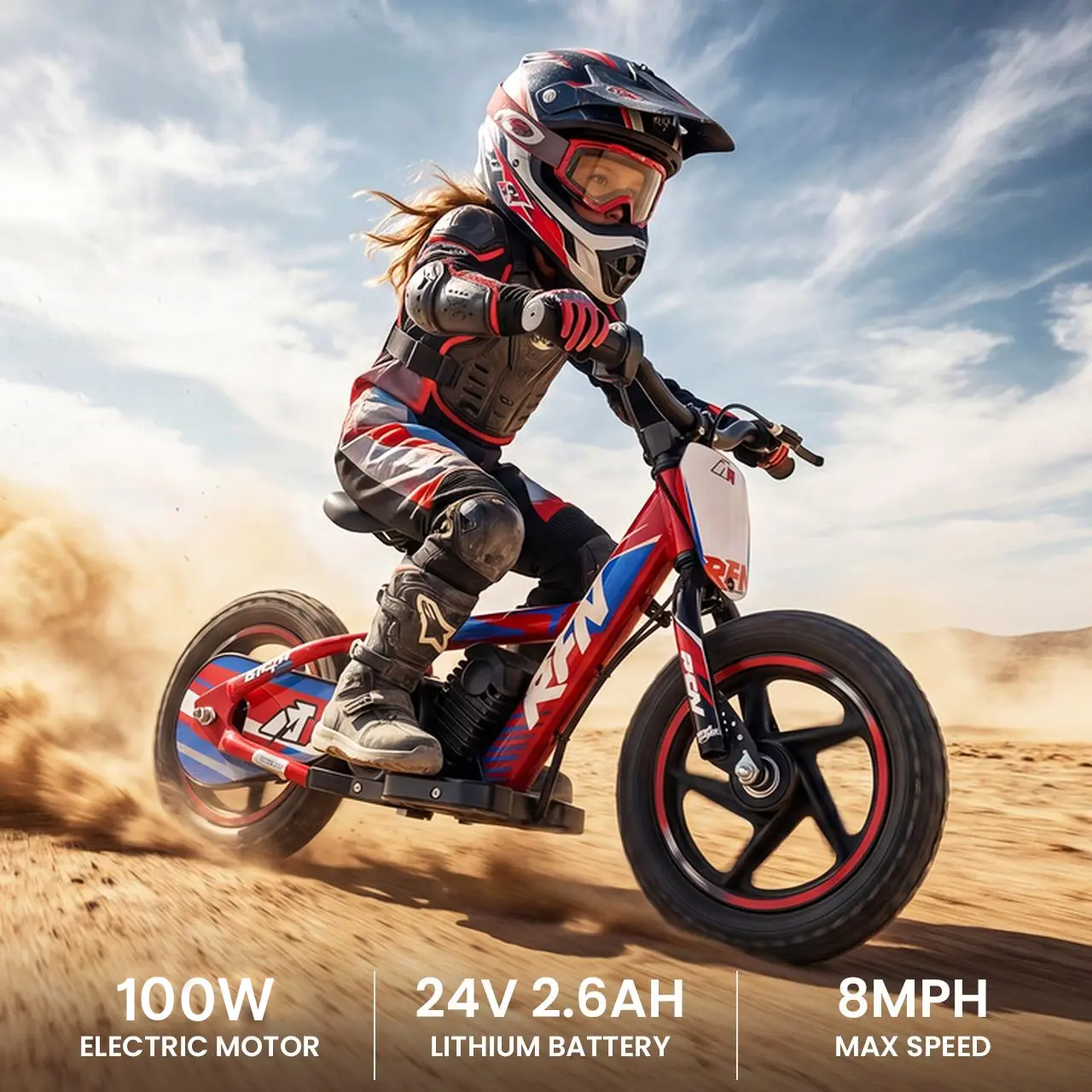 【RFN】Kids Electric Bike for Ages 3–6, Lightweight 12" Electric All-Terrain eBike Built for Beginners – Dual Brakes, Perfect for Entry-Level Parent-Child Riding, Smarter First Ride for Kids with 2 Speed Modes (3.7/8 mph) & 24V Detachable Battery