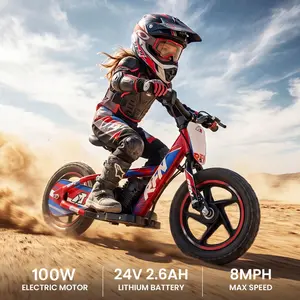 【RFN】Kids Electric Bike for Ages 3–6, Lightweight 12" Electric All-Terrain eBike Built for Beginners – Dual Brakes, Perfect for Entry-Level Parent-Child Riding, Smarter First Ride for Kids with 2 Speed Modes (3.7/8 mph) & 24V Detachable Battery