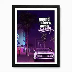 GTA Poster Print, Grand Theft Auto Inspired Wall Art, Retro Gaming Decor, Aesthetic Room Setup for Gamers, Gift Idea for Him