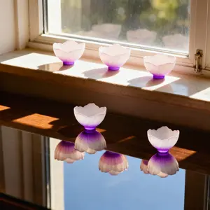 Vintage Flower Shaped Gradual Glass Tea Cup, 2 Counts Creative Exquisite Frosted Tea Cup, Drinking Cup for Home Office Use