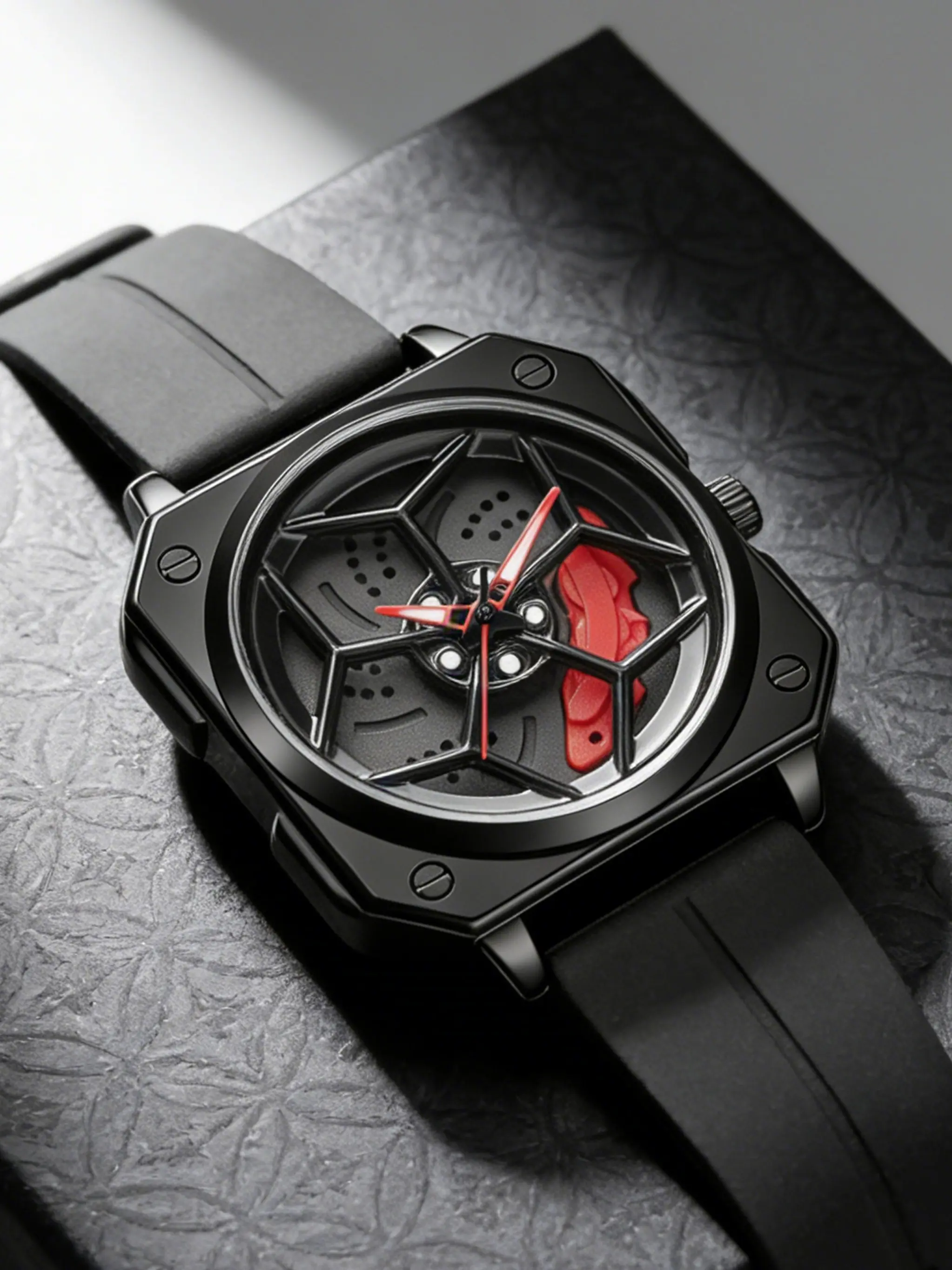 Men's Racing Steering Wheel Modern Waterproof Quartz Watch, Luxury Sports Design, Luminous Dial, Adjustable Strap, Minimalist Aesthetic, Skeleton Watches