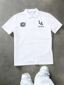 Men's Los Angeles Theme Polo Shirt, Graphic Design, Comfortable Fitted Fit, Casual Short Sleeve, Perfect for Weekend