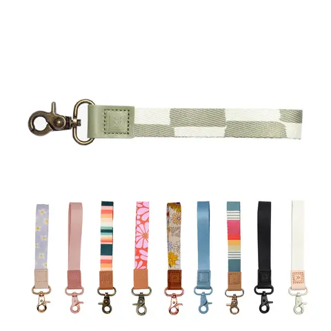 Thread Wallets Polyester Strap Wristband Organizer - Durable Genuine Leather Loop, Metal Clasp, Clip, 5.5 in x ¾ in Elegant Everyday Car Key Accessory, Minimalist Fashion Gift