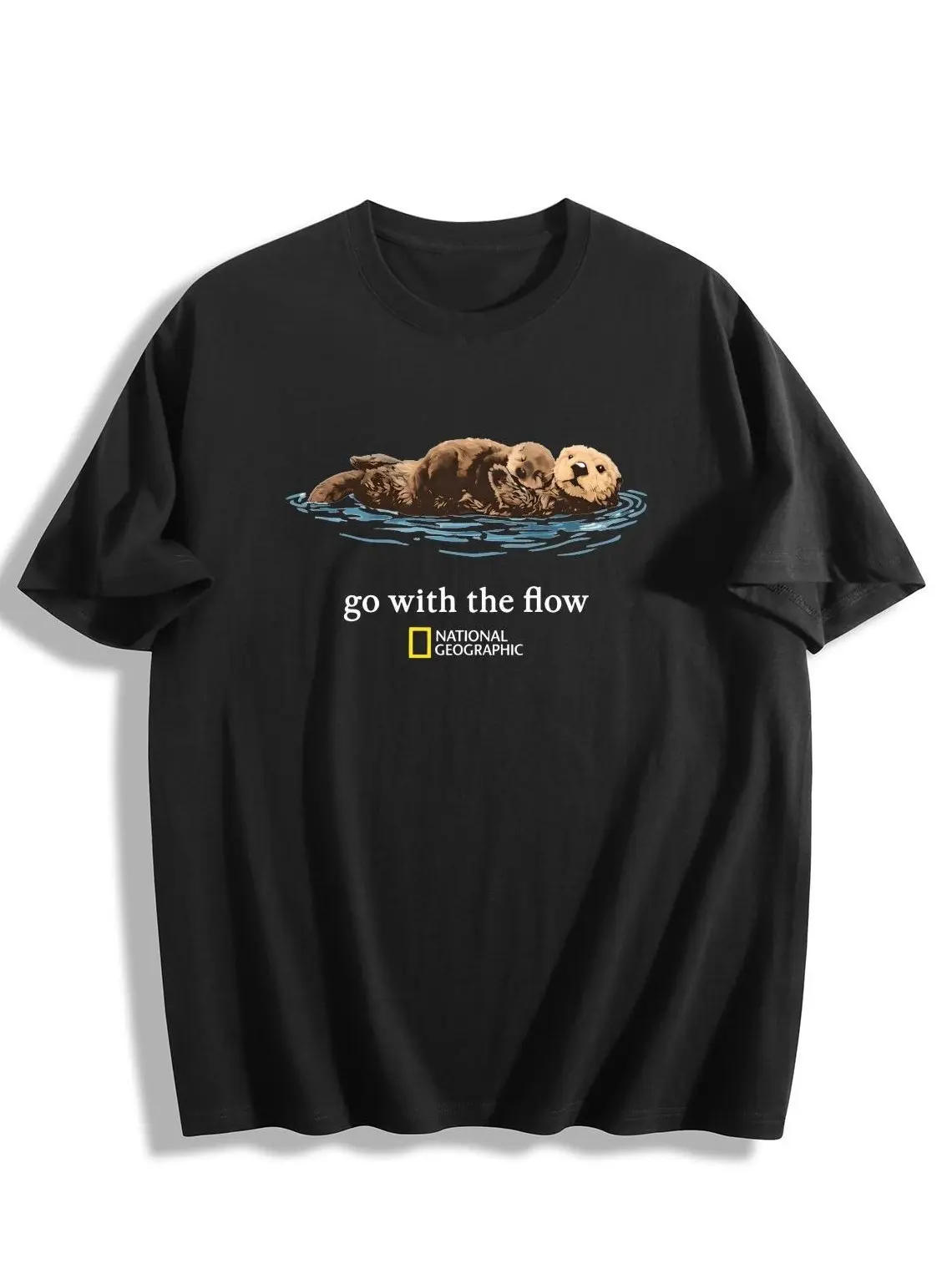 [Sale off up to 50%25] oversized Otter Go With The Flow Graphic TShirt Unisex Vintage Style Animal Lover Gift Cute Sea Otter Tee Nature Inspired women Shirt