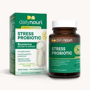Daily Nouri Stress Probiotic with Prebiotics | Daily Probiotic Capsules for Gut Health Fitness Edible