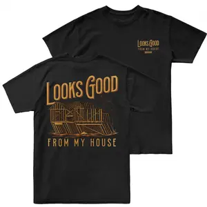 Workman Looks Good From My House T Shirt 2 Sides, Funny Construction Graphic Tee, Framing House Builder Design, Carpenter Workwear Shirt, Soft Cotton Blend Tee, Gift for Contractors & Framers