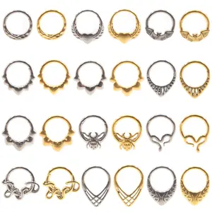1PC Titanium Heart Spider Bat Water Drop Snake Nose Rings Daith Ear Captive Tragus Cartilage Helix Hoop Earring Piercing Jewelry