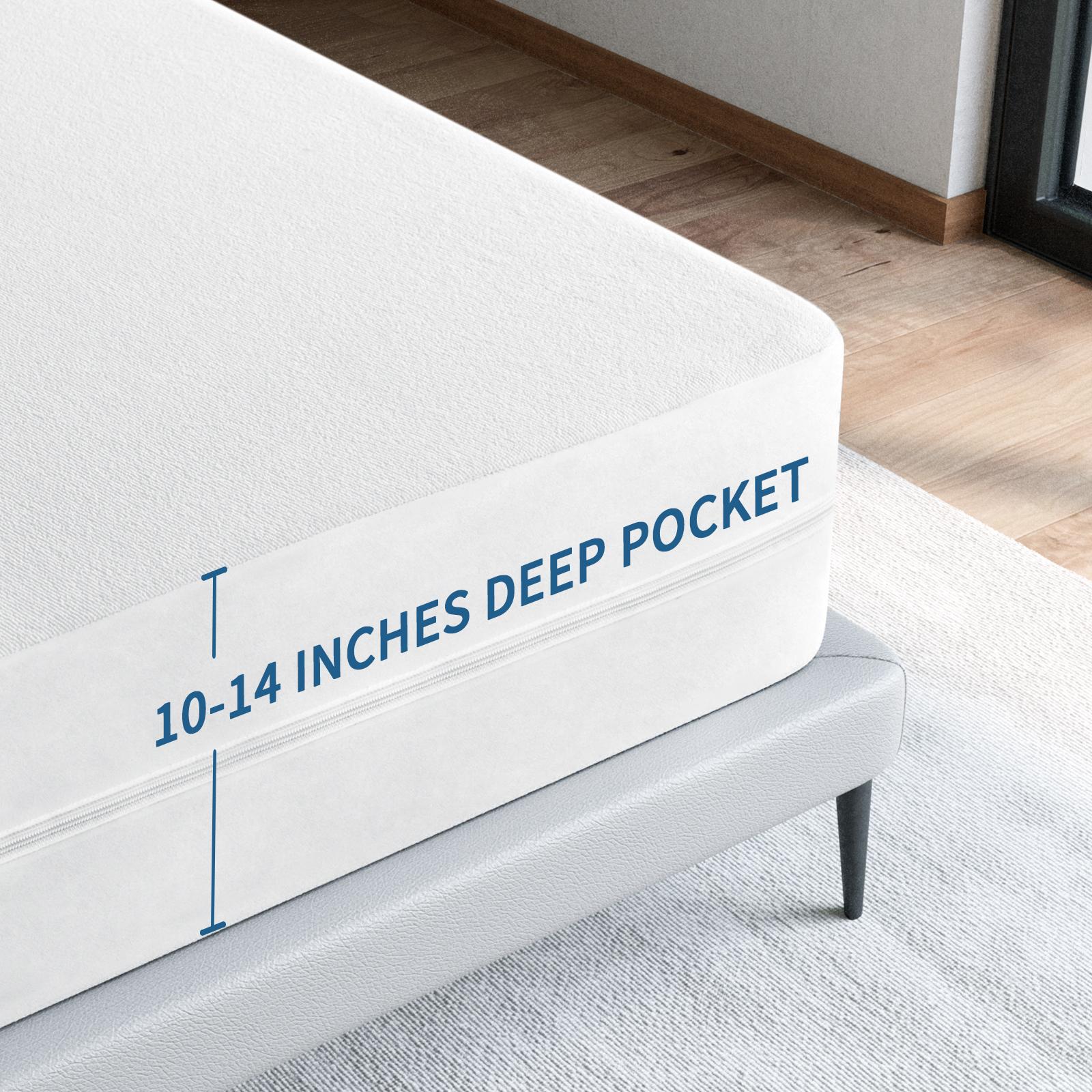 Moonsea Soft Terry Zippered Mattress Encasement, 6-Sided Waterproof Bed Bug Dust Mite Proof Mattress Protector, Breathable Noiseless Absorbent Mattress Cover Fitted Sheet with Deep Pocket 360° Protection, Machine Washable #TiktokShopSpringGlowUp