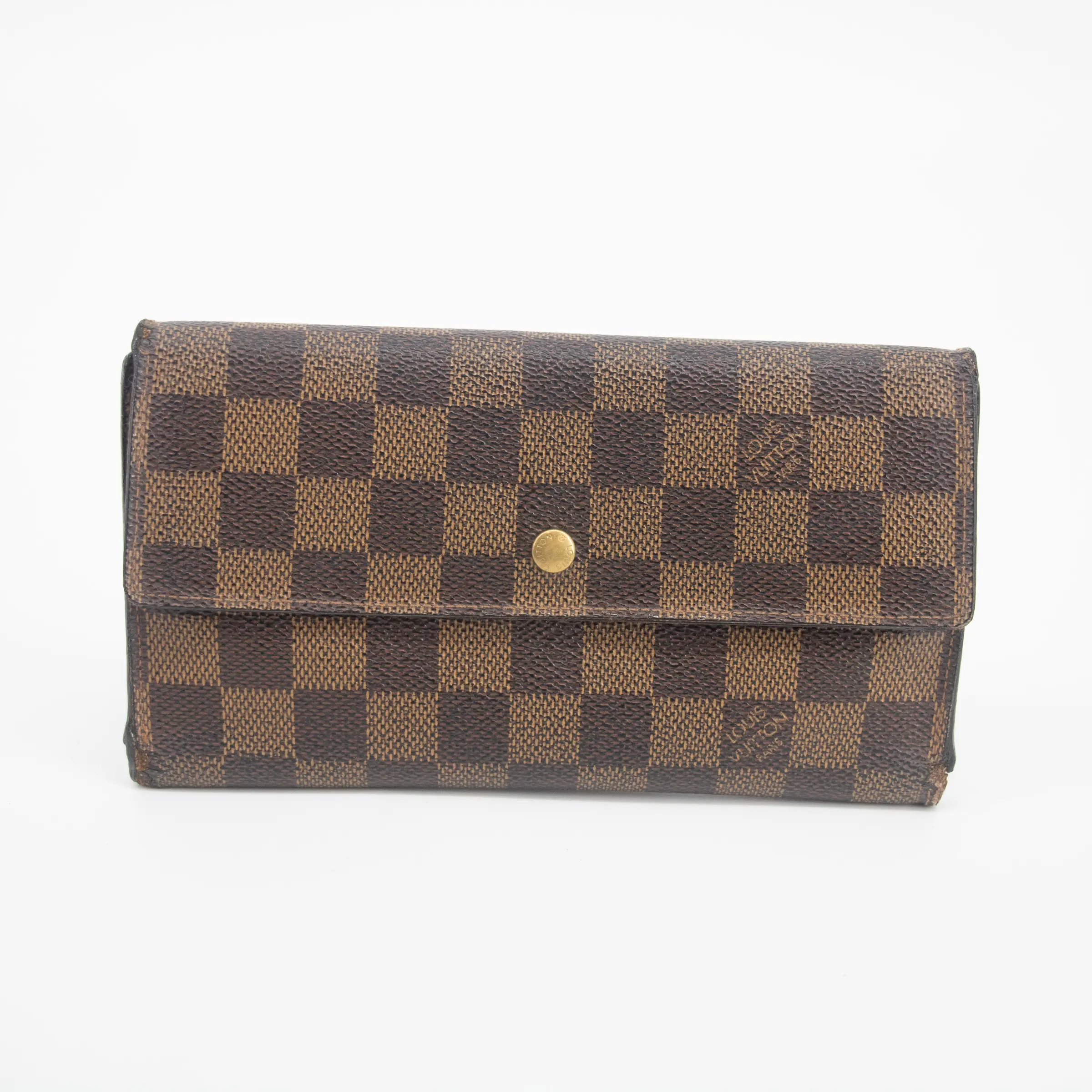 Pre-owned Louis Vuitton Damier Ebene Canvas Small Leather Goods International Long Wallet #2167