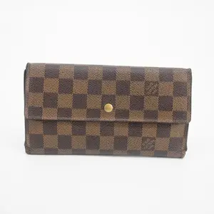 Pre-owned Louis Vuitton Damier Ebene Canvas small leather goods International Long Wallet #2167