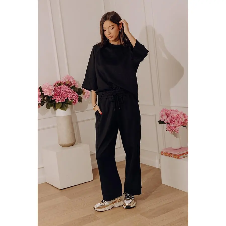 Instant Favorite High Waist Scuba Wide Leg Pants in Black