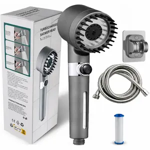 High Pressure Filtered Shower Head with Handheld, Hard Water Filter Booster, ON/OFF Switch for Flow Control