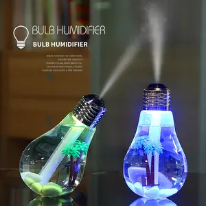 USB Air Humidifier Bulb, USB Powered Humidifier with 7 Color LED Decorative Light, Diffuser, Purifier, and Sprayer for Home Decor in