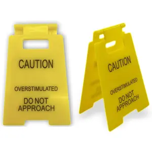 Caution Overstimulated Desk Sign - Overstimulated Do Not Approach Sign Ideal  For Office Cubicle, Humorous Mini Signage,Novelty Decor For Lively Workspaces(1)