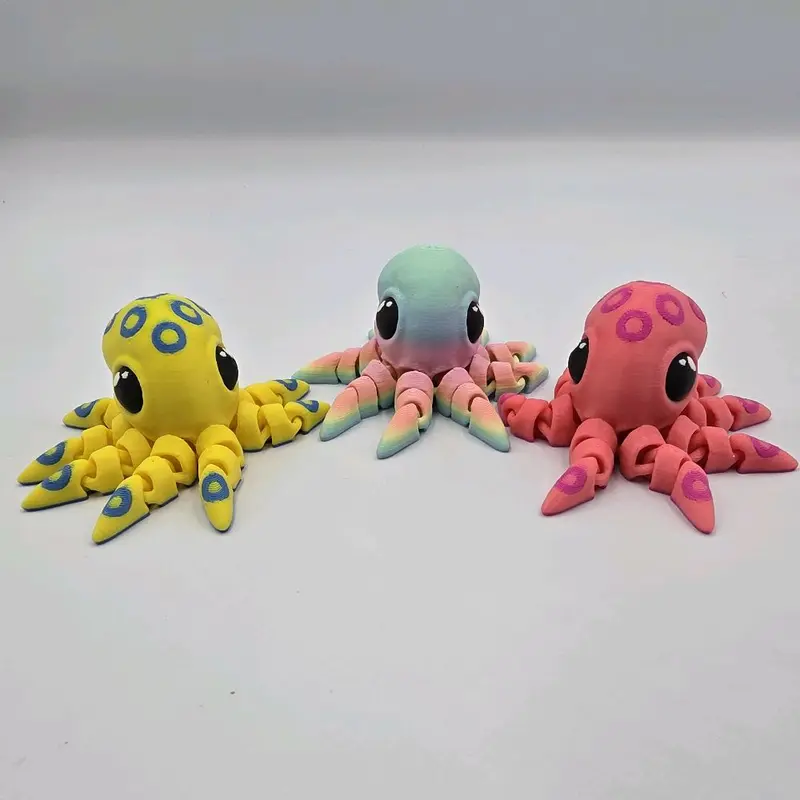 3D Printed Articulating Blue-Ringed Octopus Figurine Great Gift and Desk Figure