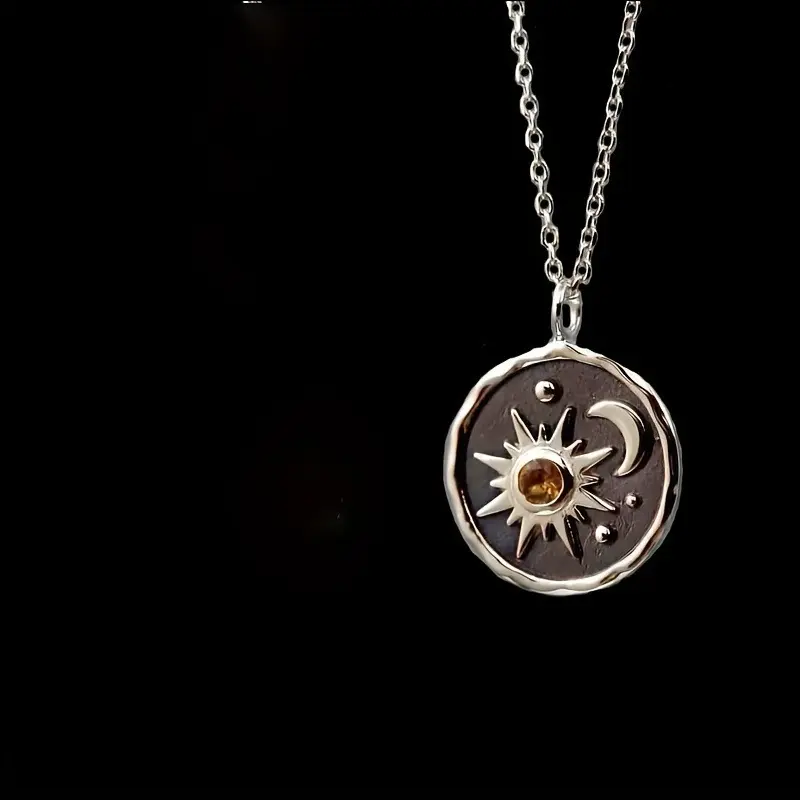 Women's 70s Boho Necklace with Solar Chic Pendant, Ethnic Chain Jewelry, Festival Outfits Statement Piece, Female Costume Accessory