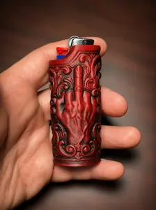 Middle Finger Bic Lighter Sleeve 2-Pack, 3D Printed Ornate Design, Textured Grip, Fits A Standard Bic