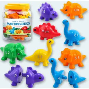 Montessori Learning Toys for Toddlers 1-3, 26 PCS Double-Sided Dinosaur ABC Alphabet Matching Toys, Fine Motor Skills Game for Kids Ages 3-5 Kindergarten