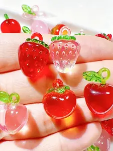 10/20/30pcs 3D Resin Charms, Strawberry Apple Peach Persimmon Pendants, DIY Jewelry Making Supplies, Party Favors, Christmas Gifts