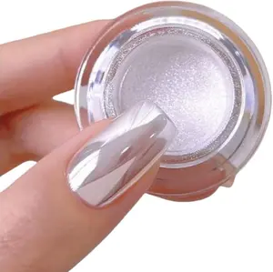 White Chrome Nails Powder - 0.3g Super Glossy Mirror Effect White Moonlight Chrome Powder for Nails Manicure Pigment, Beginner-Friendly for Gel Nails