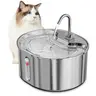 Geoorood Full Stainless Steel (3.2L/108oz) Pet Water Fountain - Dual-Mode Faucet & Fountain, Bubbling & Tube Swap Options, 20dB Ultra-Quiet, LED Alert, BPA-Free ABS, Dishwasher-Safe, Power Supply Included, for Bedrooms & All Ages Pets