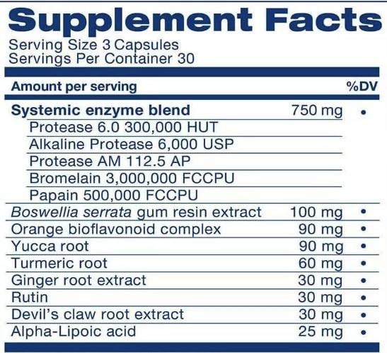 Systemic Enzyme Formula - 90 Vegetarian Capsules - Thumbnail 3