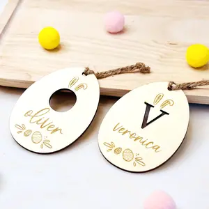 Personalized Wooden Easter Baskets Tag Custom Easter Tag Easter Basket Name Tags Bunny Basket Name Tags Easter Baskets Decoration for Boys Girls Kids Baby First Easter Gift Rabbit Ornaments