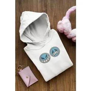 Embroidered Potgas D. Ace Icons and Tattoo Hooded Sweatshirt - Soft Metallic Thread and Silky Stabilizer