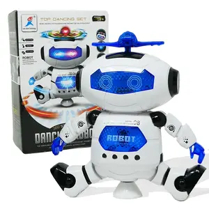 Dancing Robot with Lights and Sound 360 Degree LED Spinning Kids Toys Gift Box
