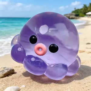 Transparent Purple Octopus Squish Slow Rising Fidget Toy for Anxiety Relief & Sensory Play