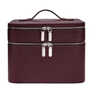 Fashionable High-Quality PU Leather Women's Makeup Bag, Detachable Design Makeup Bag, Portable Practical Large Capacity Waterproof Storage Box Makeup Bag, YM41 Travel Cosmetic Bag