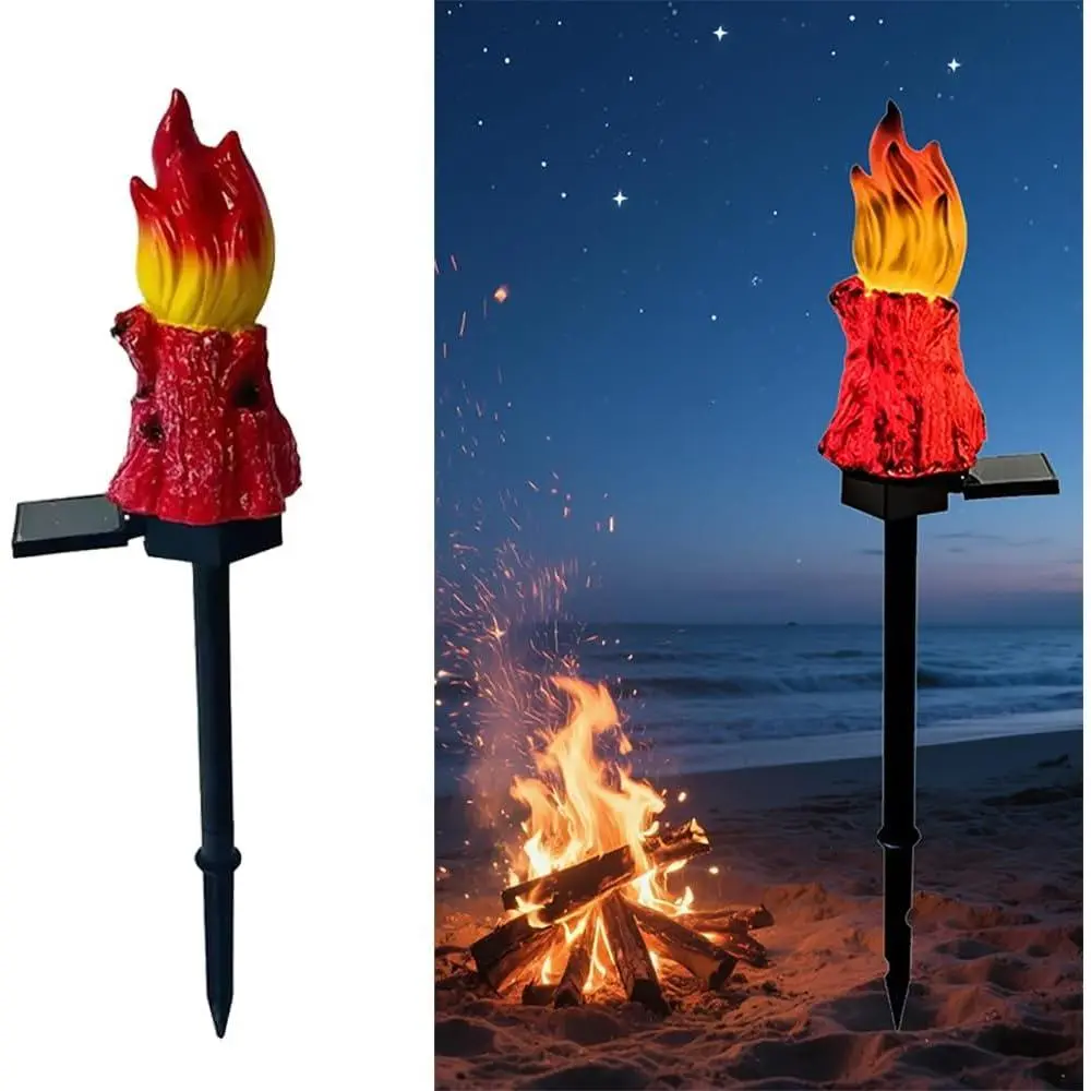 Solar Lights Outdoor, Flame-Shaped Waterproof Auto On/Off Solar Christmas Lights for Balcony, Terrace, Lawn, Courtyard, Garden, Beach. (Long)