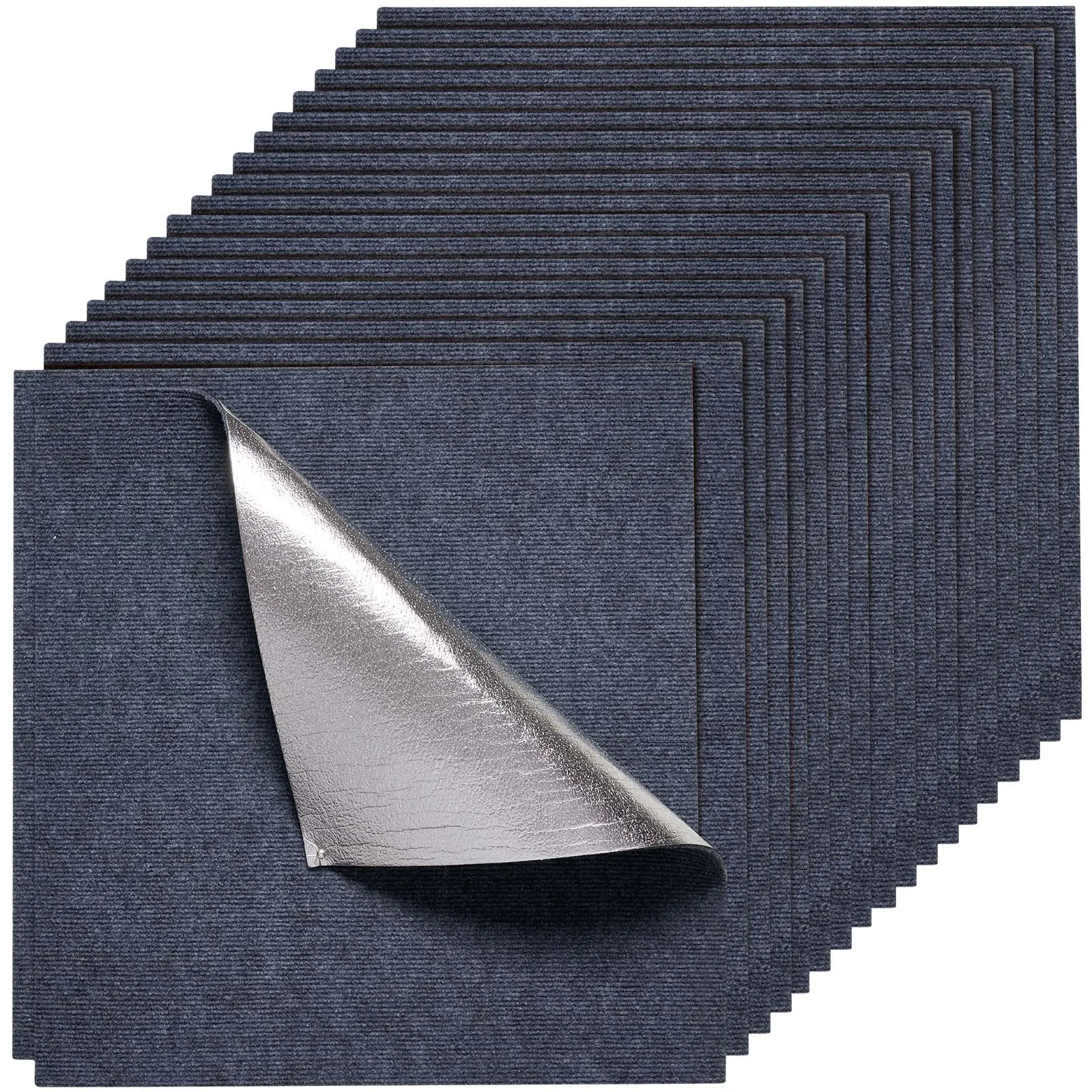 【summerfinds】VEVOR Gray Peel-and-Stick Carpet Tiles (24x24 in, 15 Pack), 60 sq ft Durable Area Rugs, Self-Adhesive Soft-Padded Commercial Flooring, Easy DIY Replacement for Living Room Office, Father's Day Gift