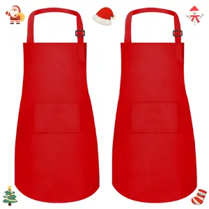 2Pcs Christmas Children's Apron Set Artists Aprons with Pockets Adjustable Chef Aprons for Cooking Kitchen Backing Painting