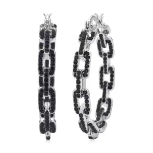 SHOP LC Crystal Paper Clip Chain Hoop Earrings Jewelry for Women Jewelry Birthday Mothers Day Gifts for Women