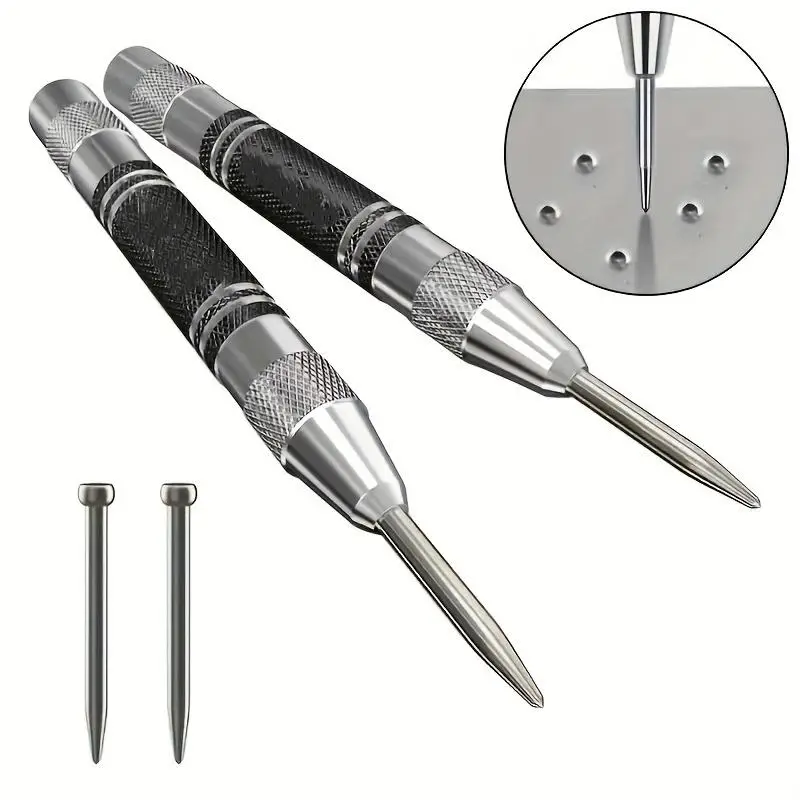 Automatic Center Punch, 1 Count Adjustable Spring Loaded Drill Bit, Industrial Woodworking & Etching Tool, Professional Hand Tool for Woodworking