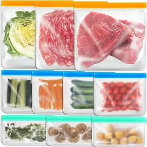 Reusable Ziplock Bag, 10/20pcs Food Storage Bag, Gallon Freezer Bag, Sandwich Bag, Snack Bag, Kitchen Fridge Organization Containers