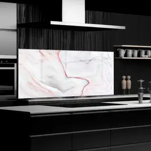 GCKG Marble texture pattern Tempered Glass Kitchen Backsplash, Stove Back Cover, Stove Splashback, Cutting Board, Kitchen Wall Decor