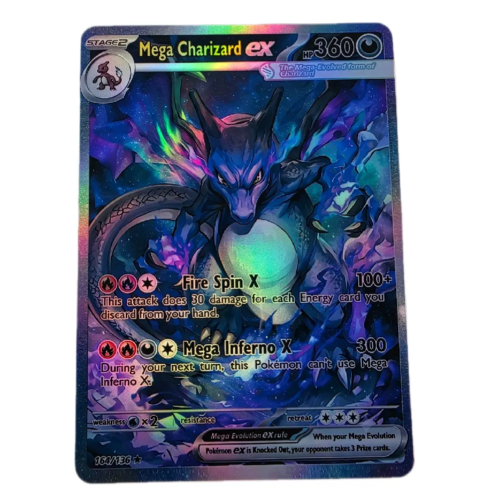 Mega Charizard ex Custom Full Art Multiple Holo Patterns - Fan Art Card - Recolor Edition Version 2