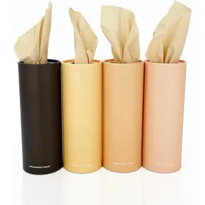 Cylinder Tissues, 3-Ply, Unbleached,  Free, Refillable, 4 Pack (200 Sheets ), FSC-Certified,  Tissue Holder with Facial Tissues, Tree-Free, , Sustainable