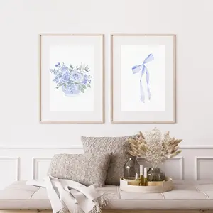 Coastal Dorm Room Decor, Blue, Coastal Granddaughter Vintage Aesthetic Wall Art Prints Bundle Set 2, Room Decor, Unframed | 5 Size, 8x12 to 27x40 inch