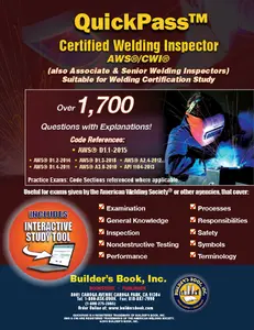 Certified Welding Inspector AWS/CWI  QuickPass Study Tool Book based on  AWS D1.1 2015 with Online Interactive Software
