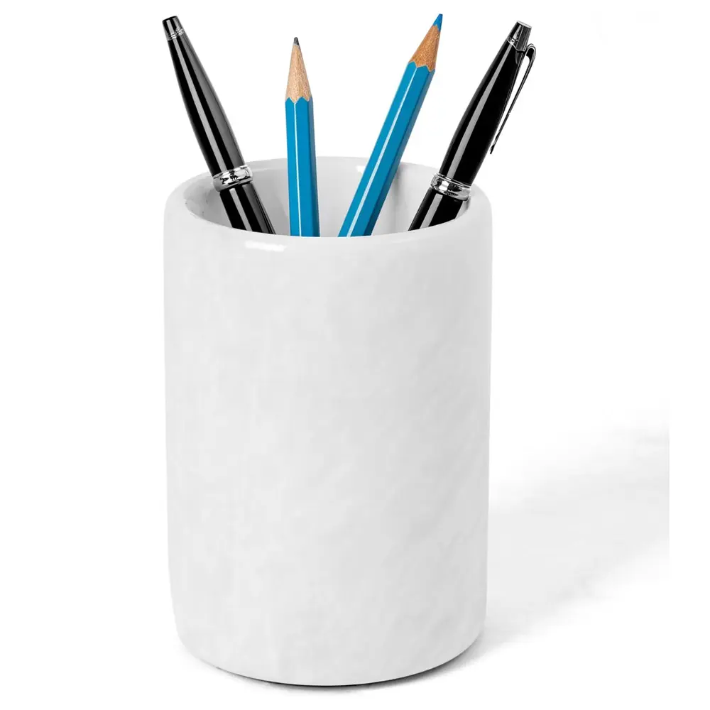 Elborse Marble Pen Holder For Desk 4 inches Handmade Marble Toothbrush Holder and Pen Holder For Home Decor, Ideal Pencil Holder For Desk Organizer, Stationery Holder