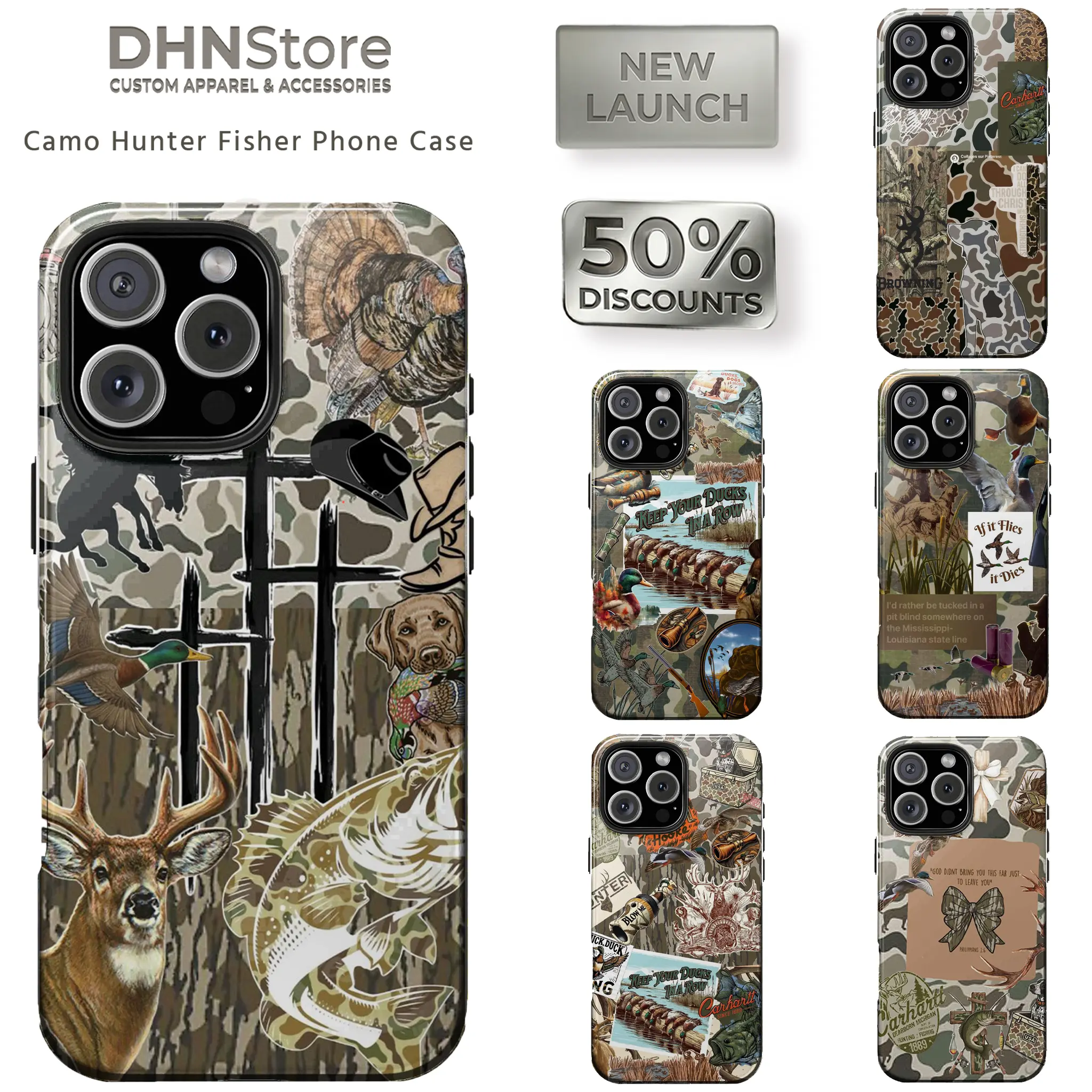 [Flash Deal] Camo Aesthetic Shockproof Polycarbonate Rubber Cellphone Shell - Christian Bible Verse Protection Accessory for Men, Luxury Wireless Case for iPhone 17/16/15/14/13/12/11 Pro Max