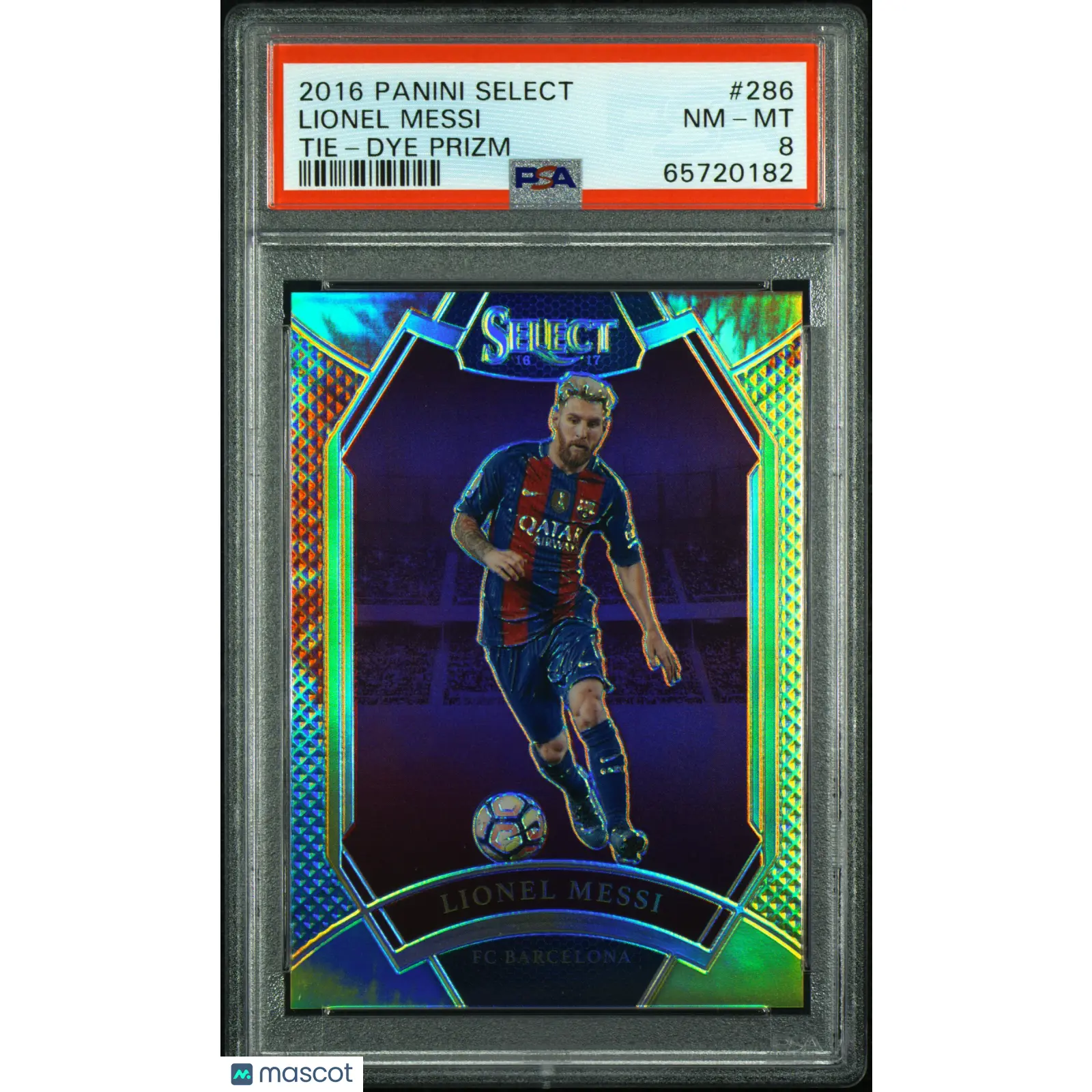 2016 Panini Select Lionel Messi #286 Tie Dye Prizm PSA 8 /30