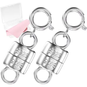 925 Sterling Silver Magnetic Clasps for Necklaces, Gold and Silver Magnetic Necklace Clasp, Bracelet Converter Chain Extender for Women