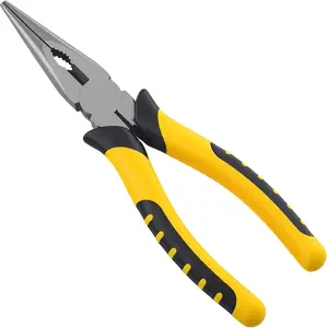 8-Inch Premium Needle-Nose Pliers High-Carbon Steel Precision Long Nose Pliers with Wire Cutter Anti-Slip Soft Grip Paper Clamp for Home Jewelry Crafts Fishing Narrow Spaces