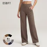 ESOFT Women's High-Waisted Wide Leg Casual Khaki Trousers - Lady's Sports Bottoms with Pockets, Clothes for Women Suitable for Yoga, Trouser, Khaki Pants, Casual-Yoga Style For Relaxed Days