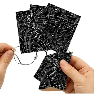1/3/6/14pcs Musical Notes Pattern Cleaning Cloth, Multi - Spec Single - Sided, Ideal for Lens & Glasses Cleaning, High - Quality Material, Suitable for Home & Photography Use, Stylish & Functional